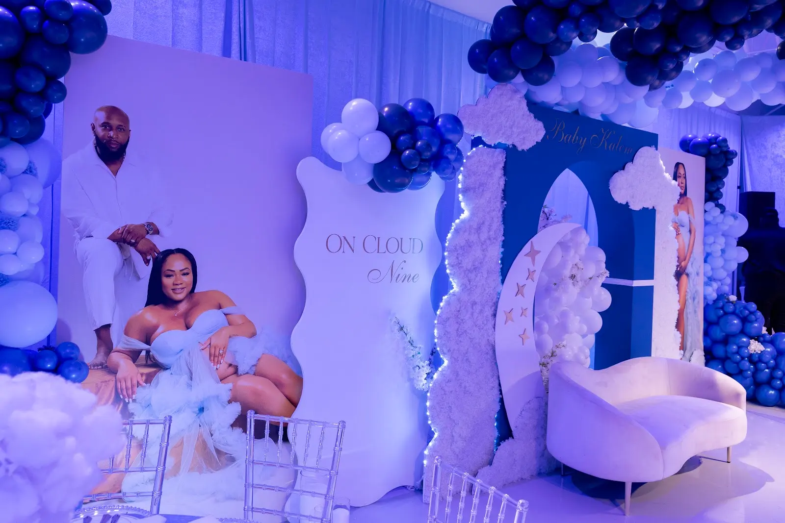 Detailed view of the Baby Kalem cloud-themed decor installation
